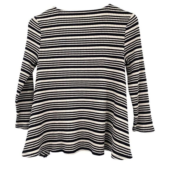 Cremieux black & Ivory Striped Knit Top Size S - Picture 3 of 6